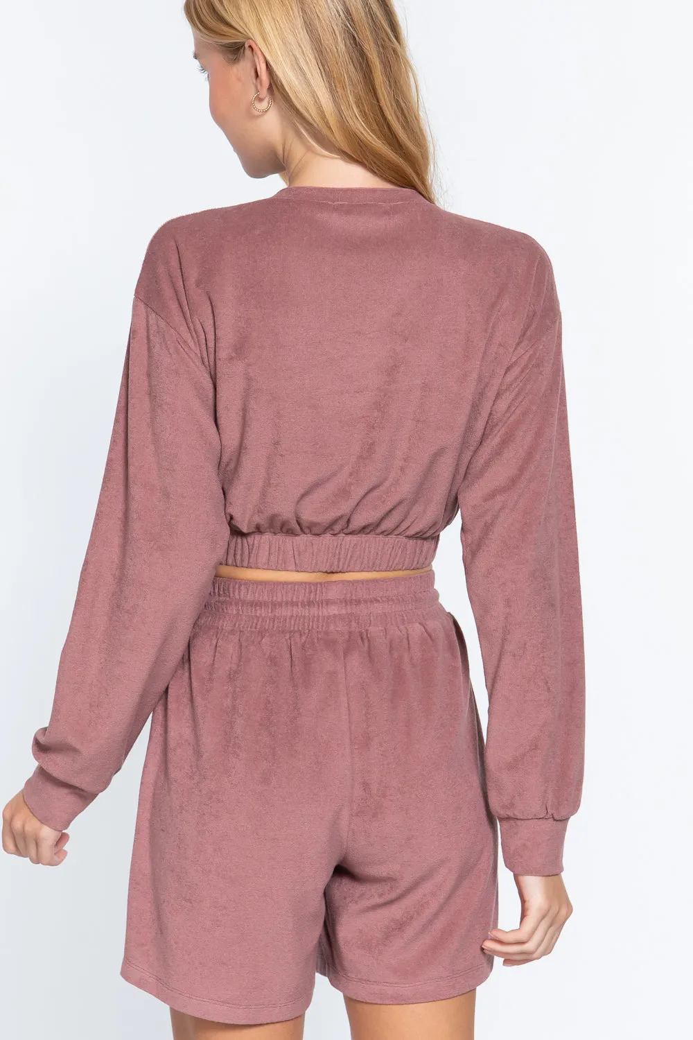 Elasticized Hem Terry Toweling Top
