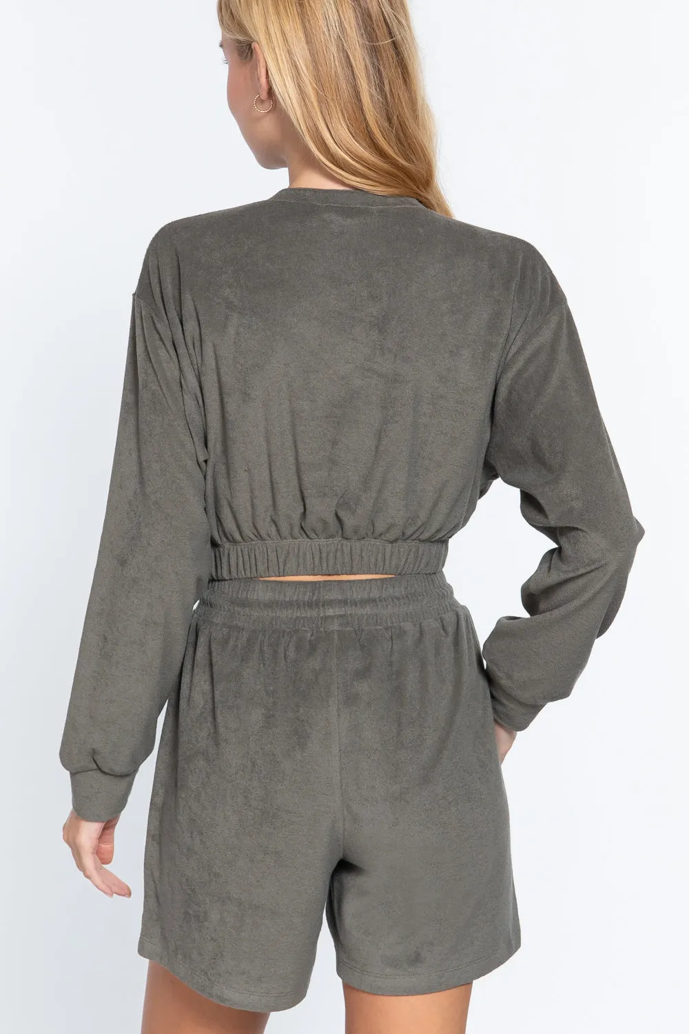 Elasticized Hem Terry Toweling Top