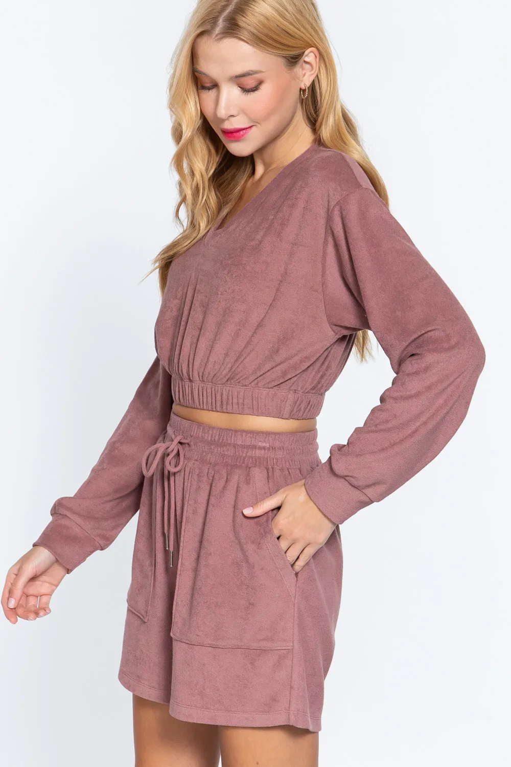 Elasticized Hem Terry Toweling Top