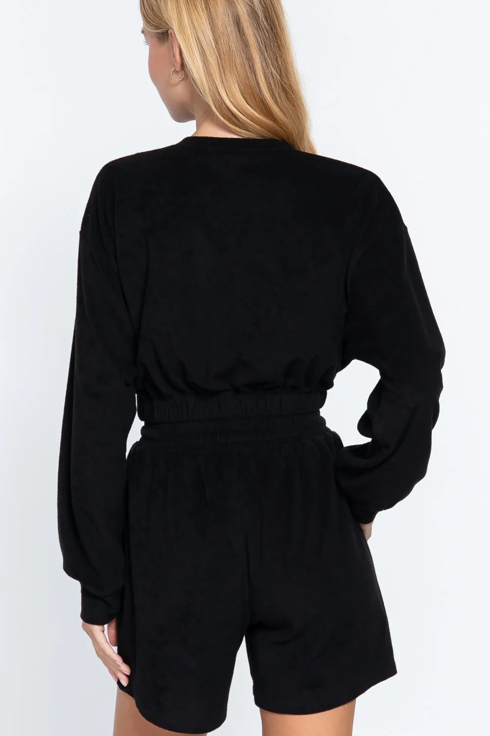 Elasticized Hem Terry Toweling Top