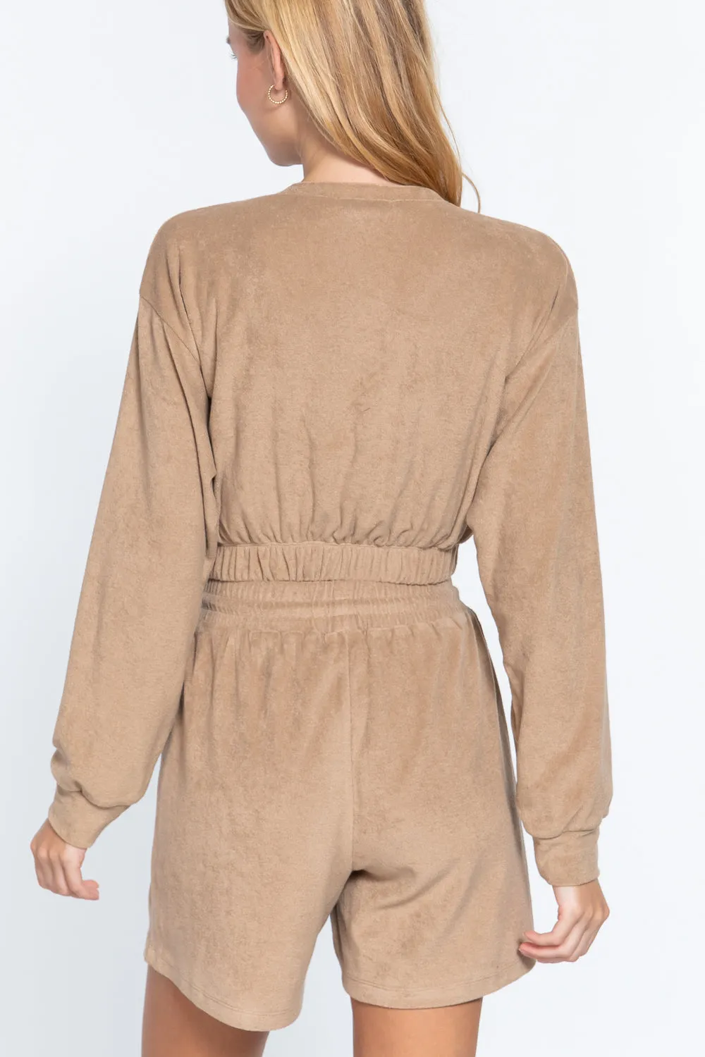 Elasticized Hem Terry Toweling Top