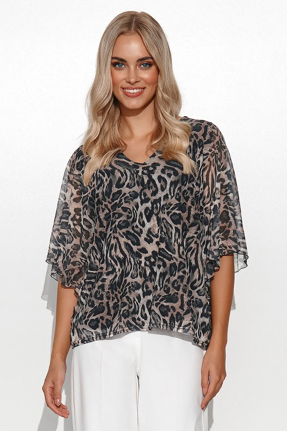Elegant Mesh Kimono Blouse