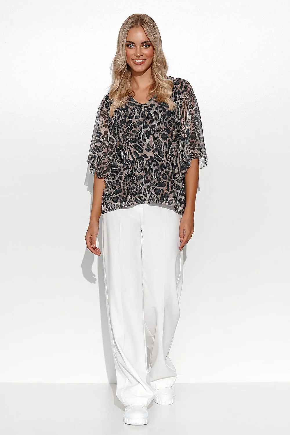Elegant Mesh Kimono Blouse