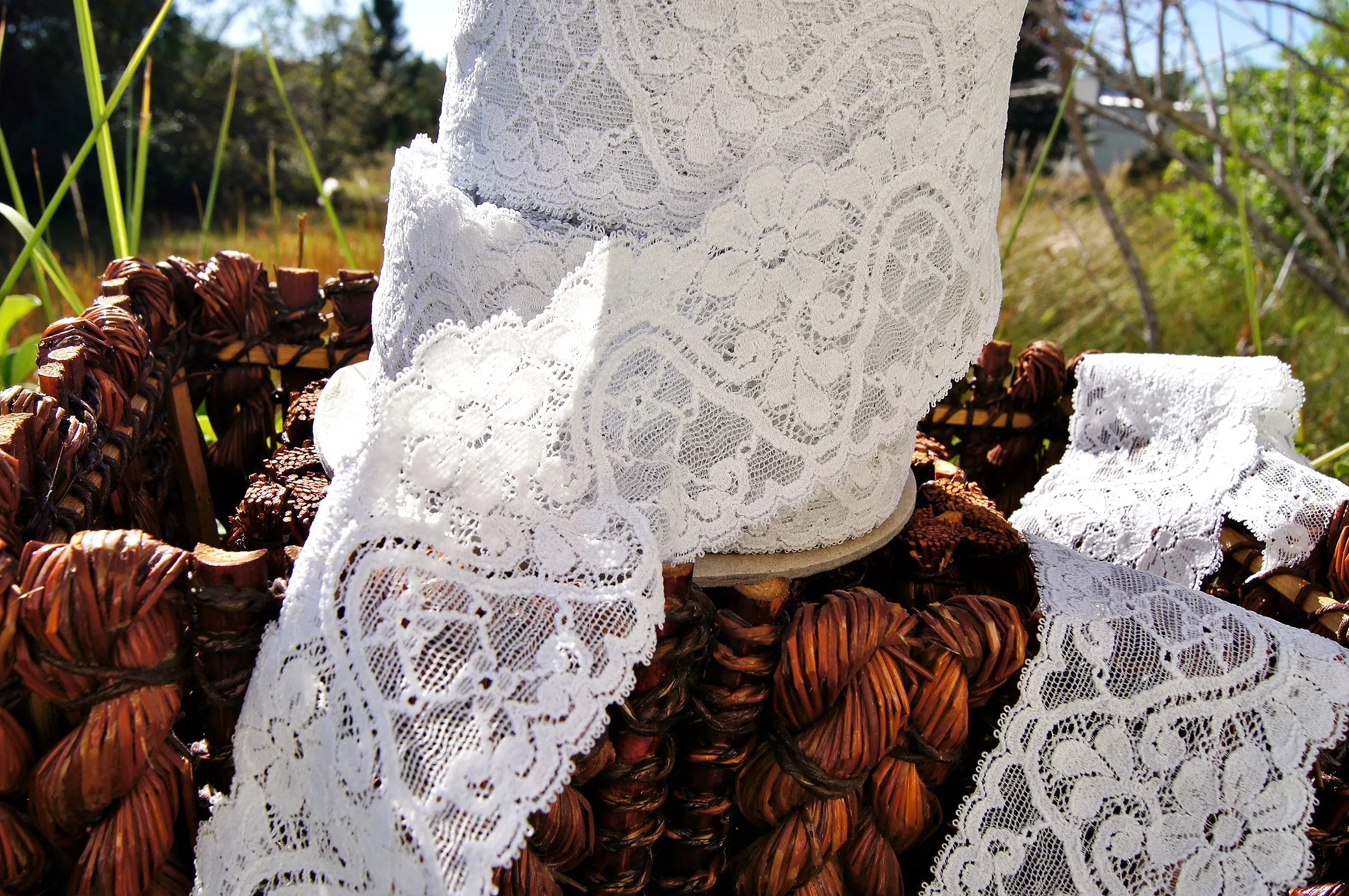 Elegant Silver Grey Vintage Floral Stretch Lace 2½" wide