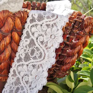 Elegant Silver Grey Vintage Floral Stretch Lace 2½" wide