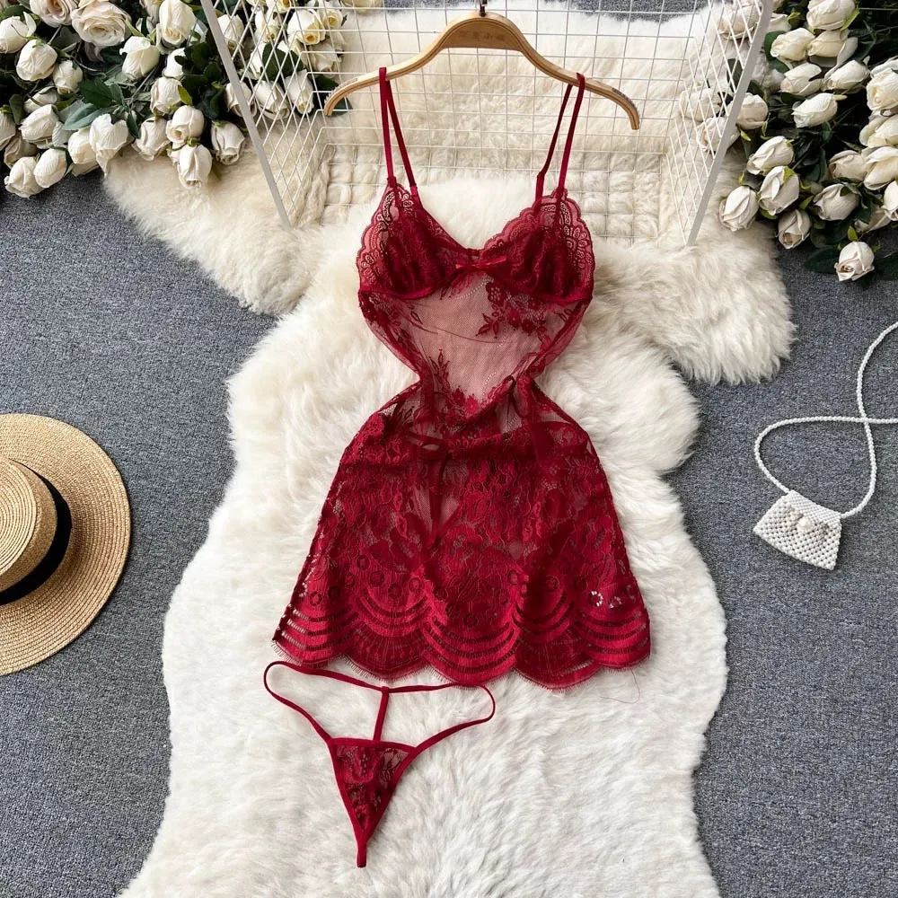 Emma Lace Lingerie With Thongs