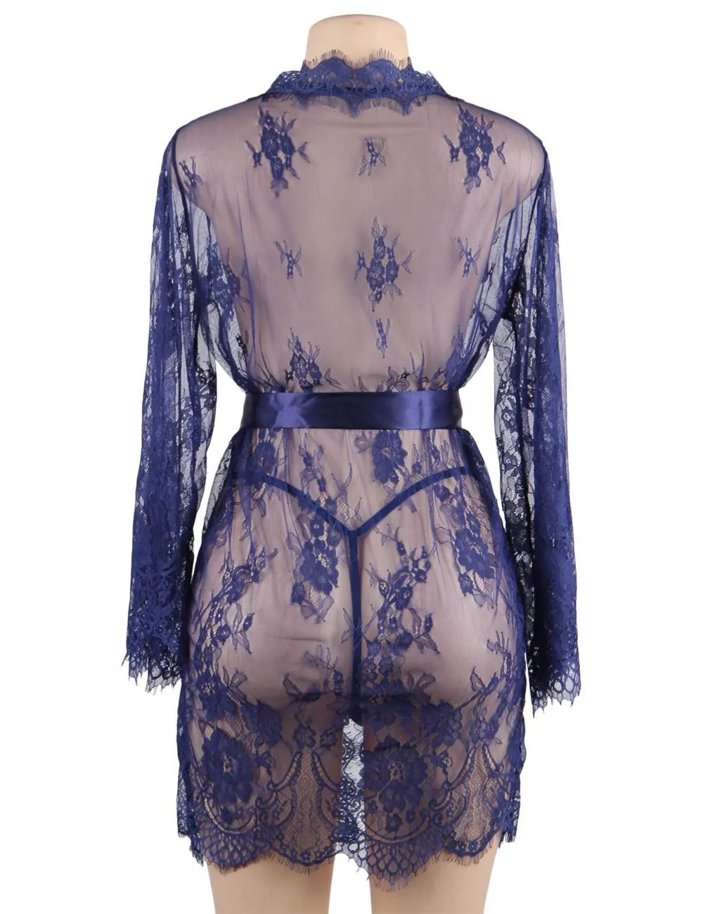 Eyelash Black Lace Sleepwear Egypt Gown