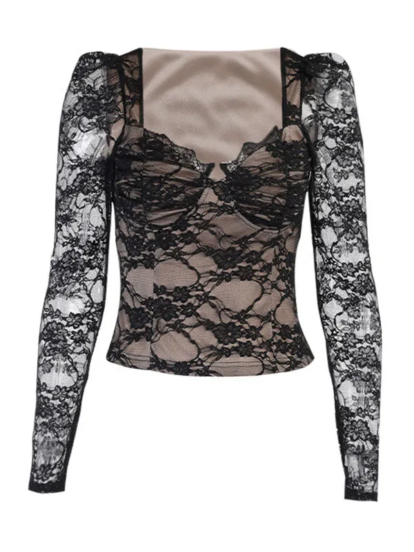 Eyelash Lace Cropped Blouse