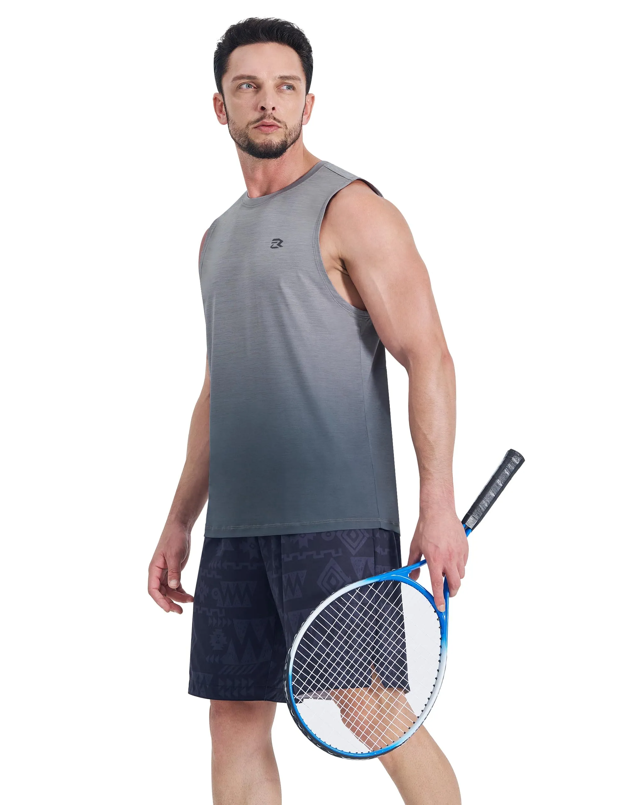 EZRUN Men's Tank Tops Quick Dry Workout Muscle Sleeveless Shirts Summer Gym Athletic Shirt for Swim Beach Running