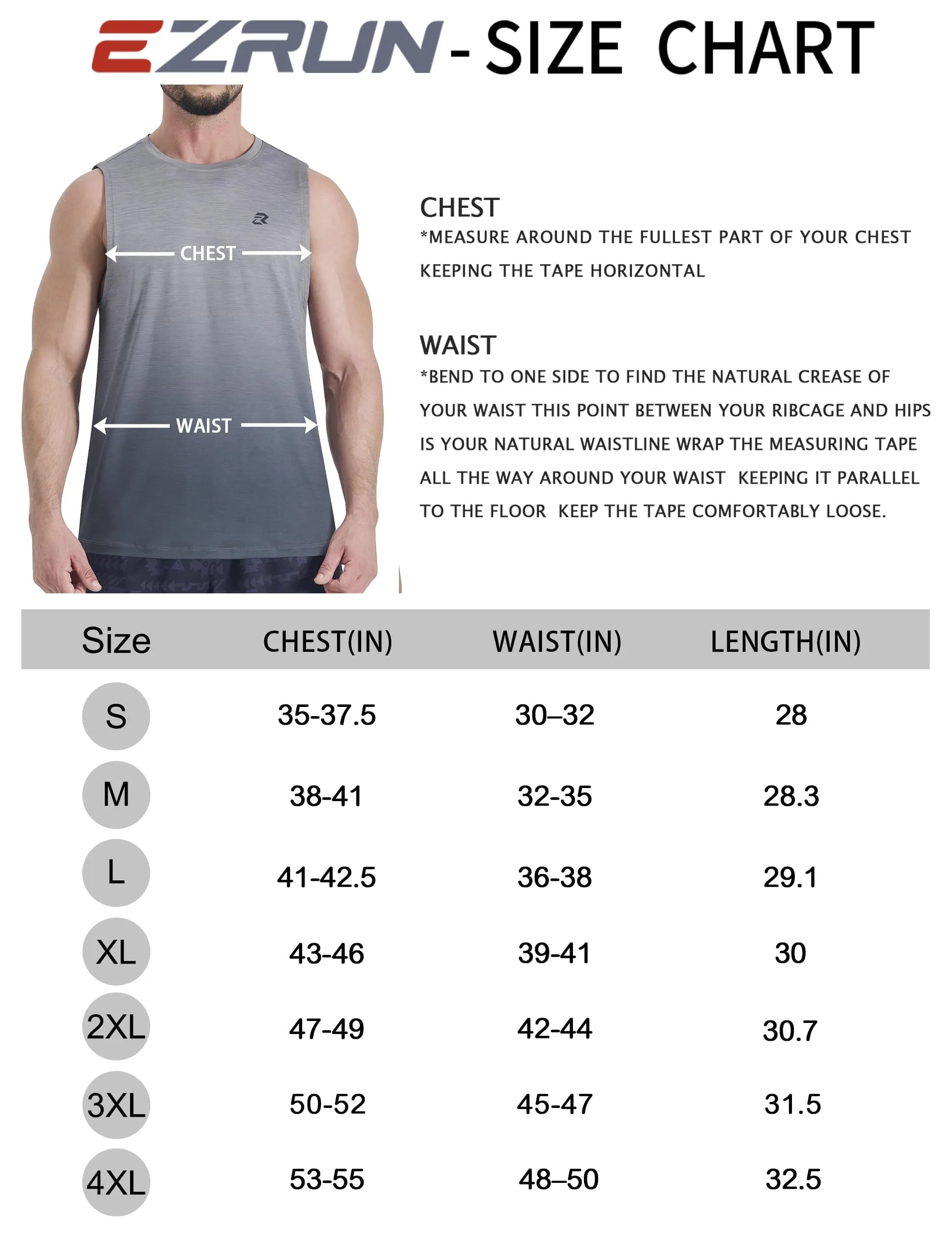 EZRUN Men's Tank Tops Quick Dry Workout Muscle Sleeveless Shirts Summer Gym Athletic Shirt for Swim Beach Running