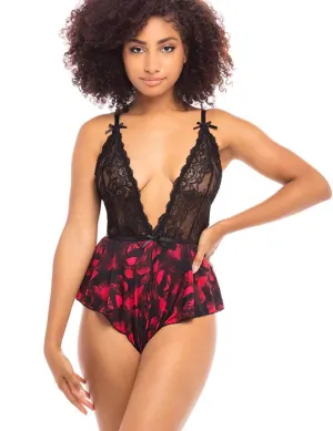 Fashion Sexy Lace Floral Print Plunge Neck Teddy Egypt