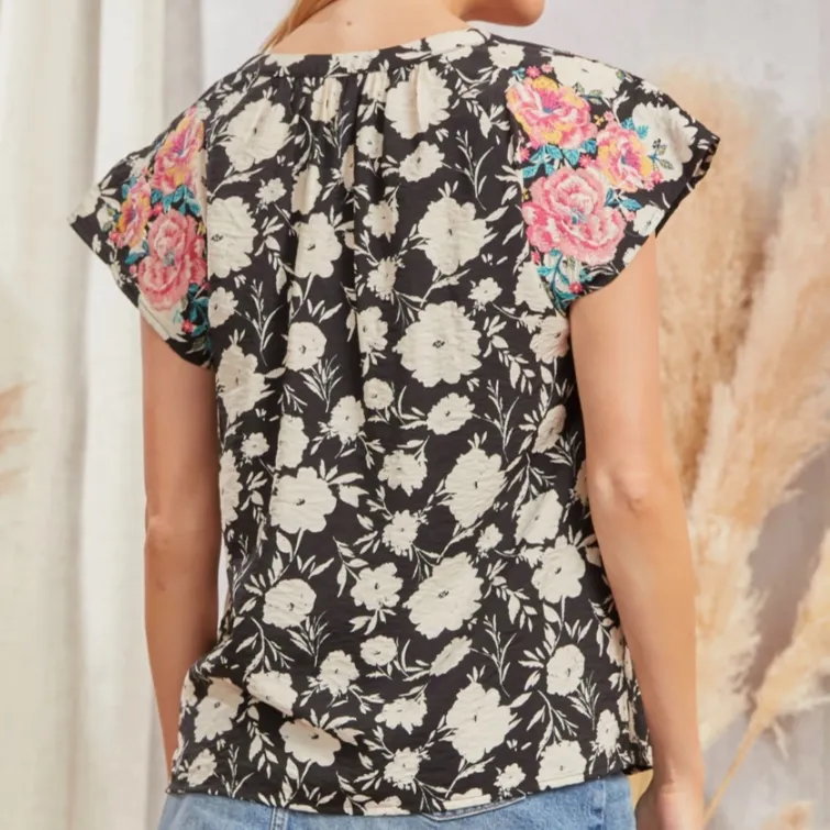 Feeling Floral Embroidered Floral Blouse - FINAL SALE