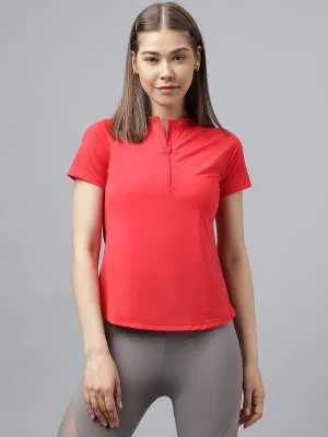 Fitkin women front zipper short sleeves t-shirt