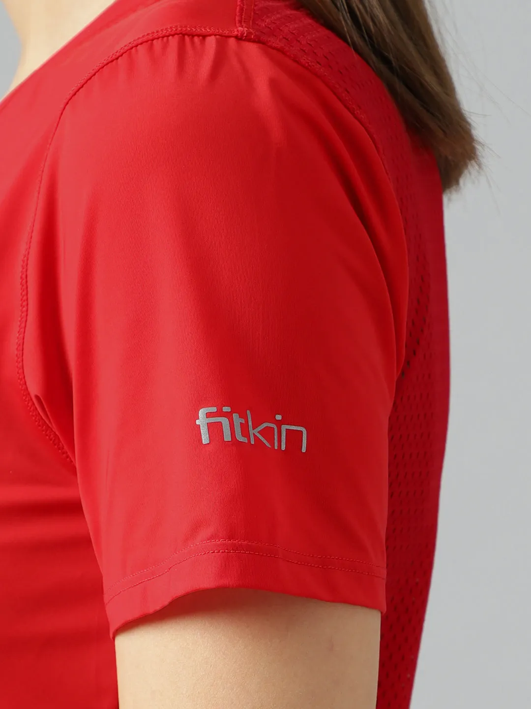 Fitkin women v neck short sleeves t-shirt with back mesh