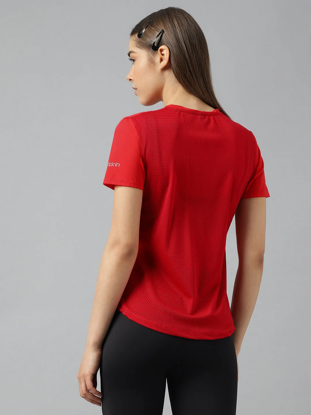 Fitkin women v neck short sleeves t-shirt with back mesh
