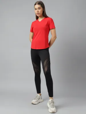Fitkin women v neck short sleeves t-shirt with back mesh