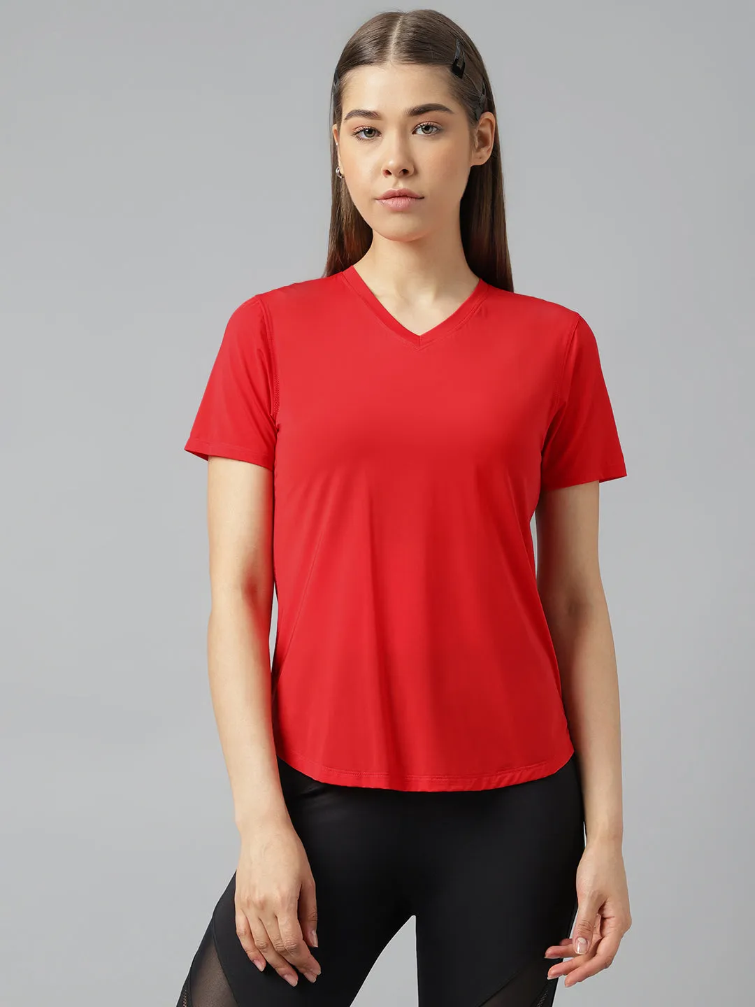 Fitkin women v neck short sleeves t-shirt with back mesh