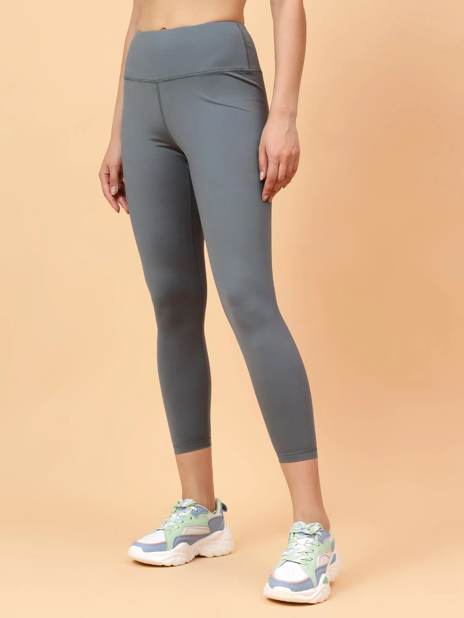 Fitkin Women's Dark Green Core High Waist Curve Sculpting Tights