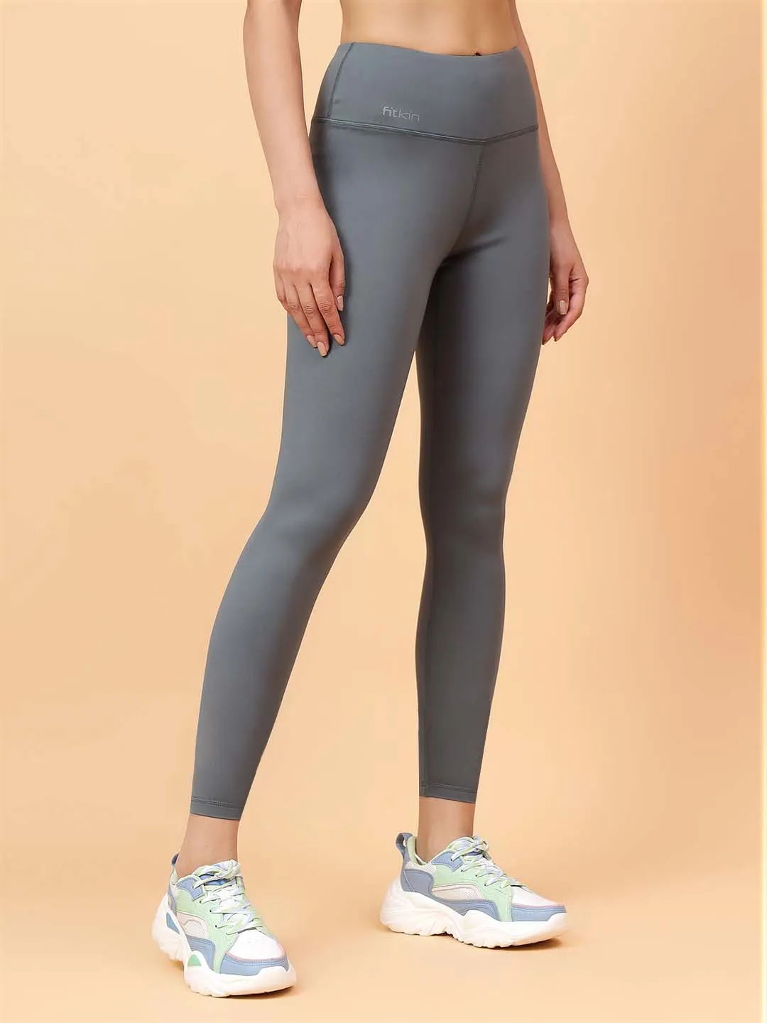 Fitkin Women's Dark Green Core High Waist Curve Sculpting Tights