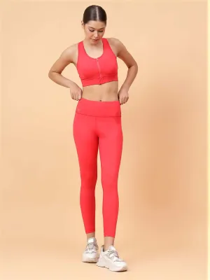 Fitkin Women's Red Core High Waist Curve Sculpting Tights