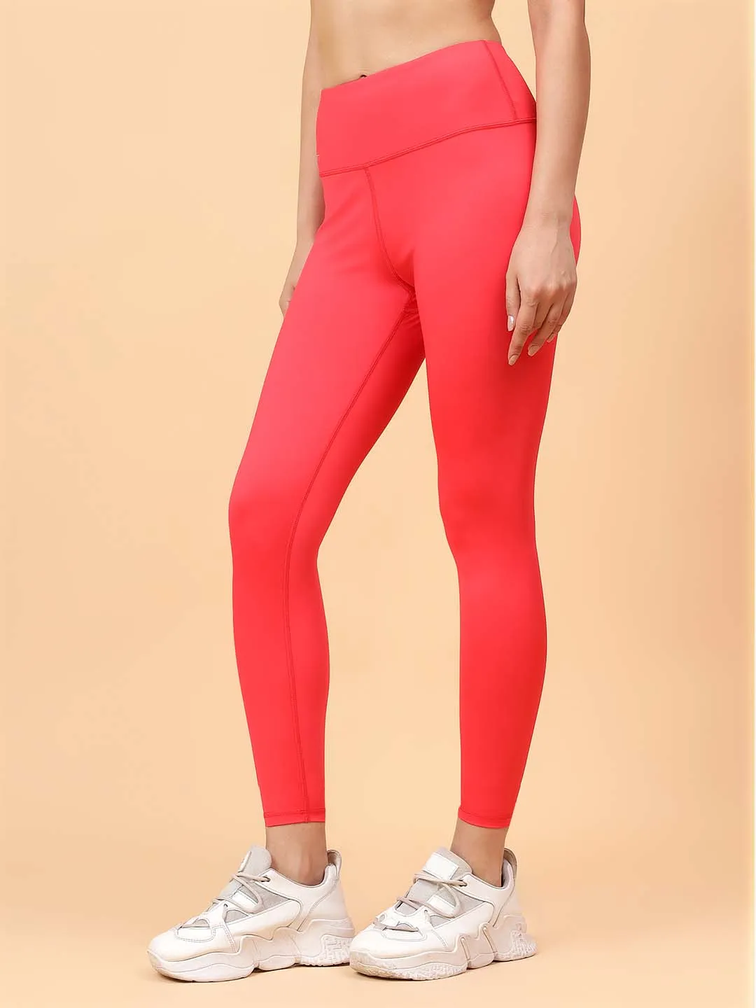 Fitkin Women's Red Core High Waist Curve Sculpting Tights
