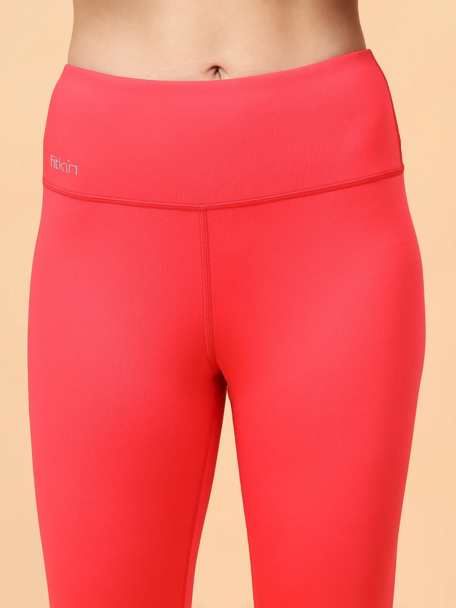Fitkin Women's Red Core High Waist Curve Sculpting Tights