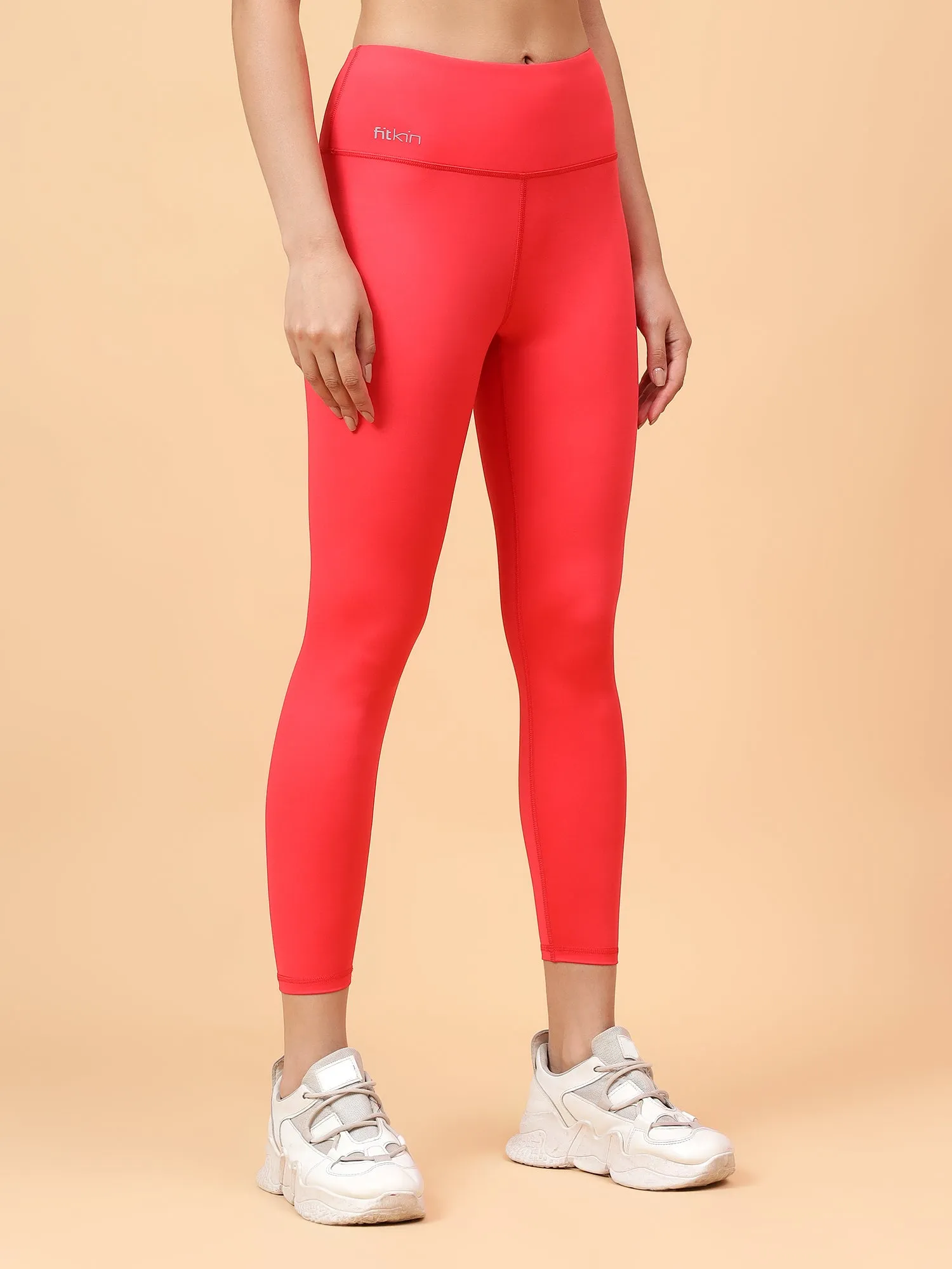 Fitkin Women's Red Core High Waist Curve Sculpting Tights