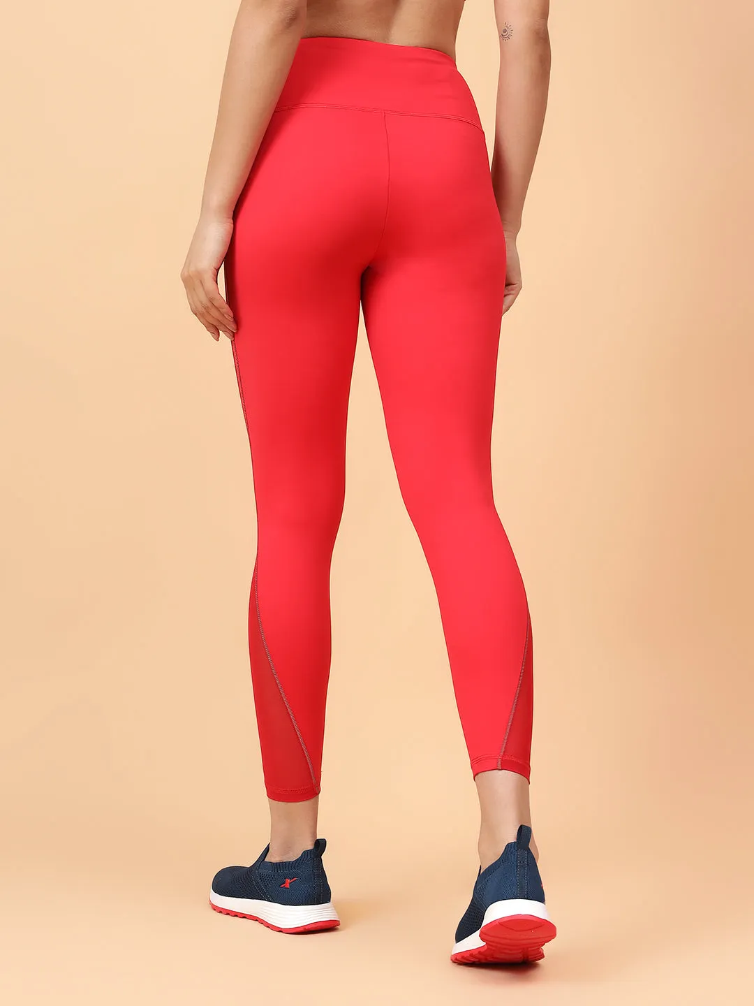 Fitkin Women's Red Side Reflective Detail Tights