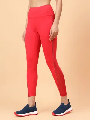 Fitkin Women's Red Side Reflective Detail Tights