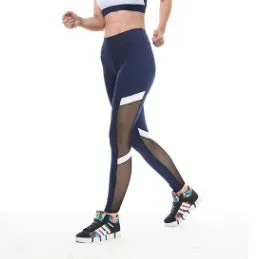Fitness sports leggings two-section mesh high waist elastic breathable hip yoga clothes