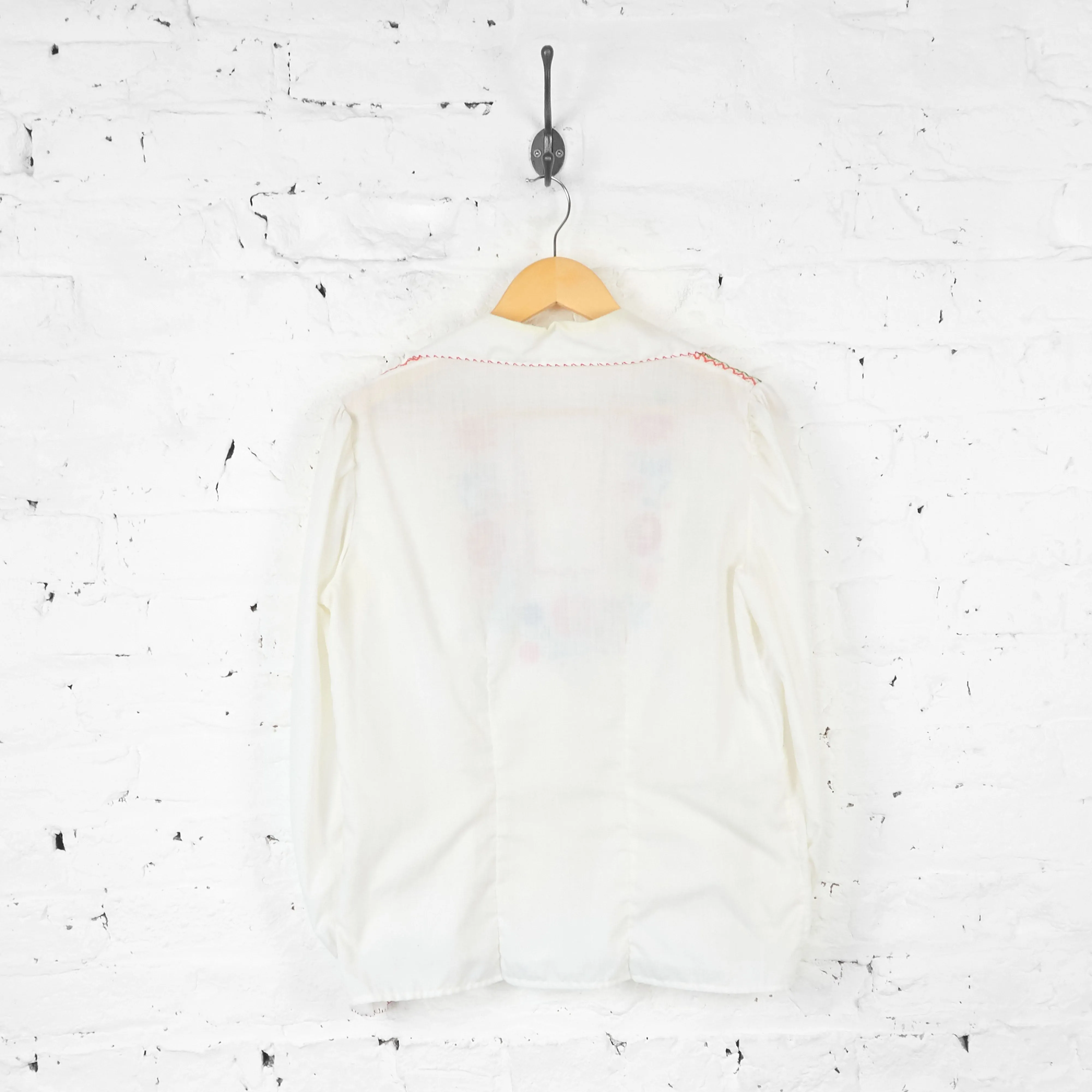 Floral Embroidery Cheesecloth Blouse - White - Womens S