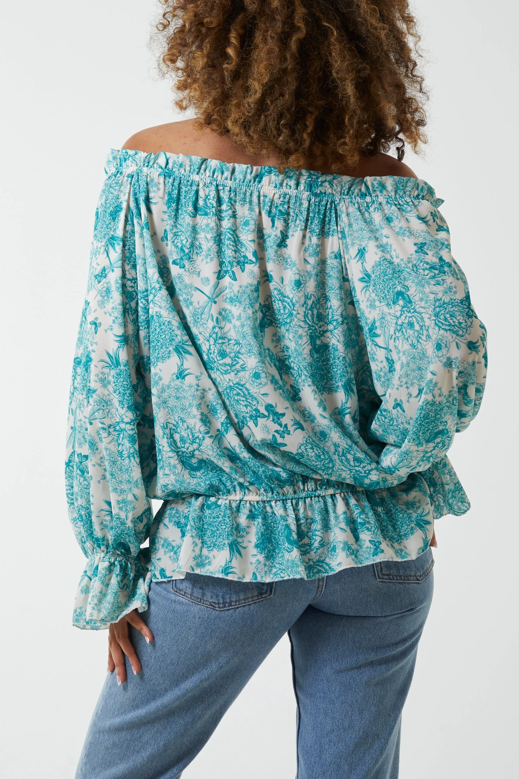 Floral Pattern Bardot Top
