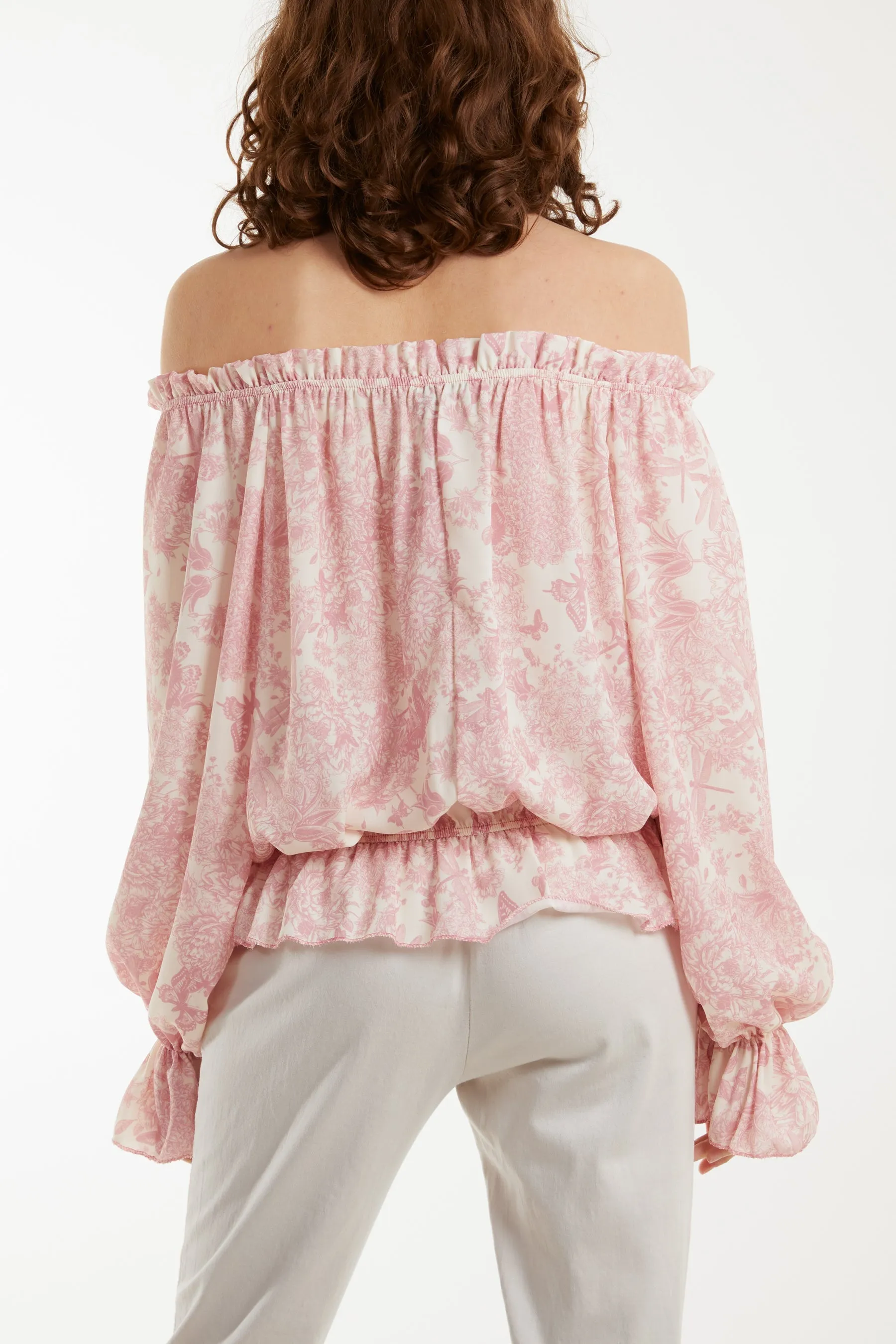 Floral Pattern Bardot Top