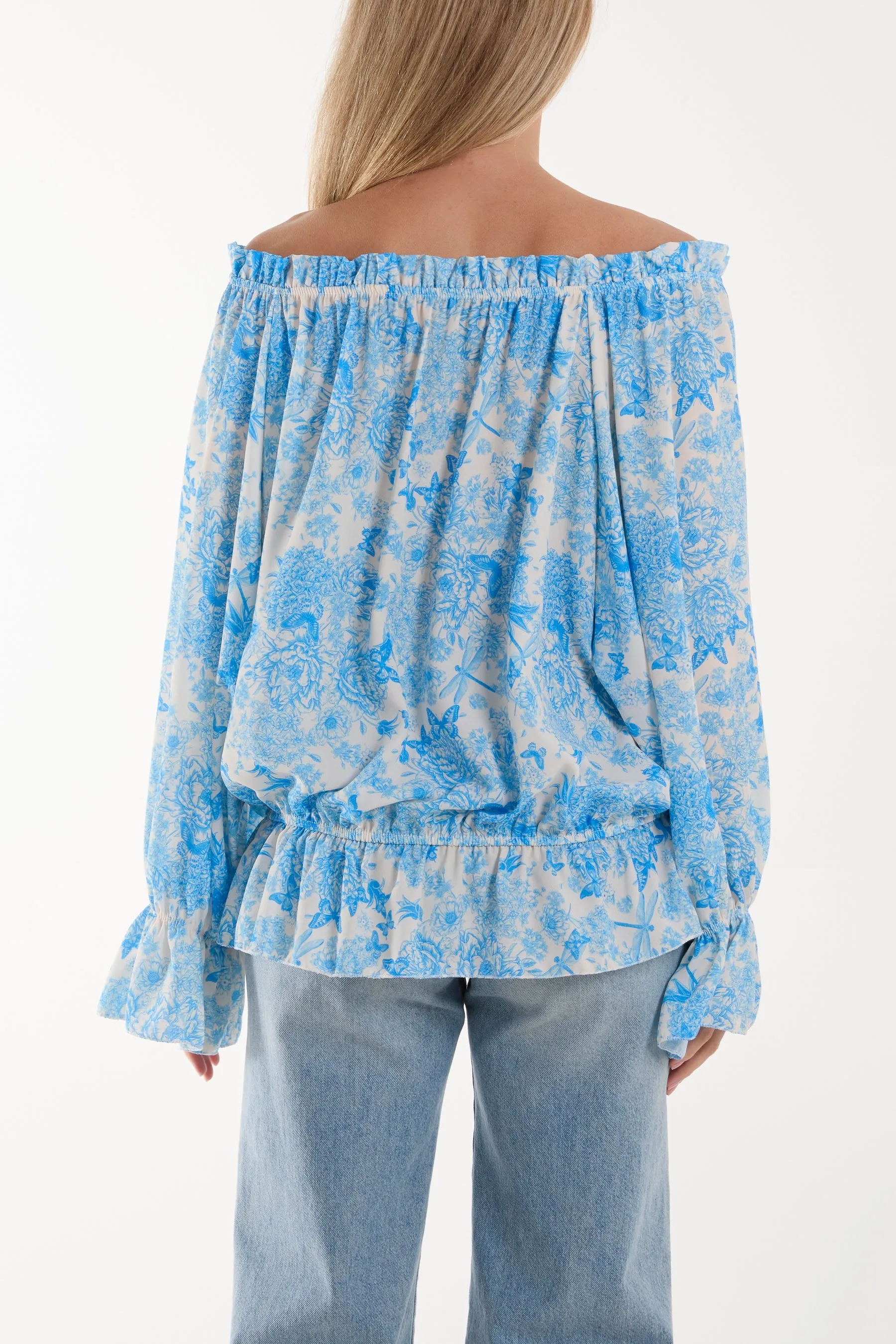Floral Pattern Bardot Top