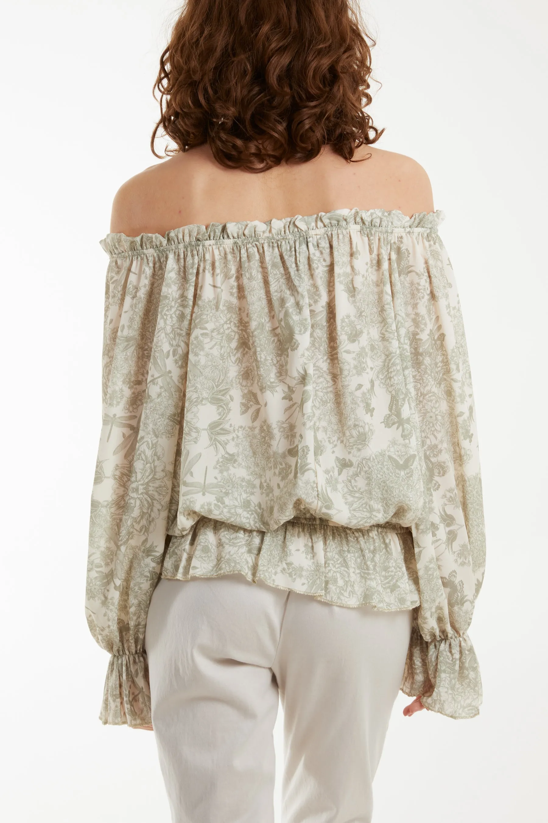 Floral Pattern Bardot Top