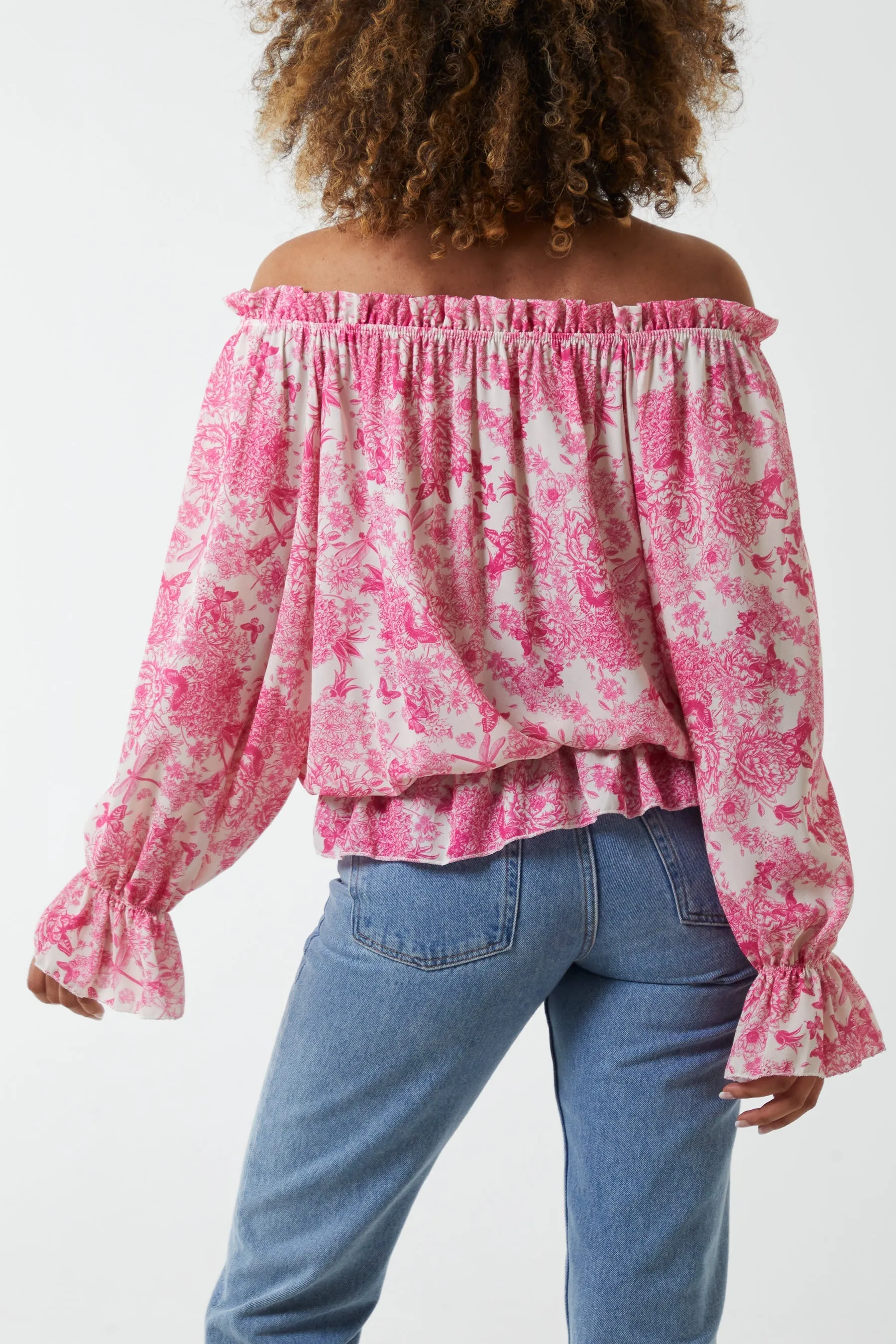 Floral Pattern Bardot Top