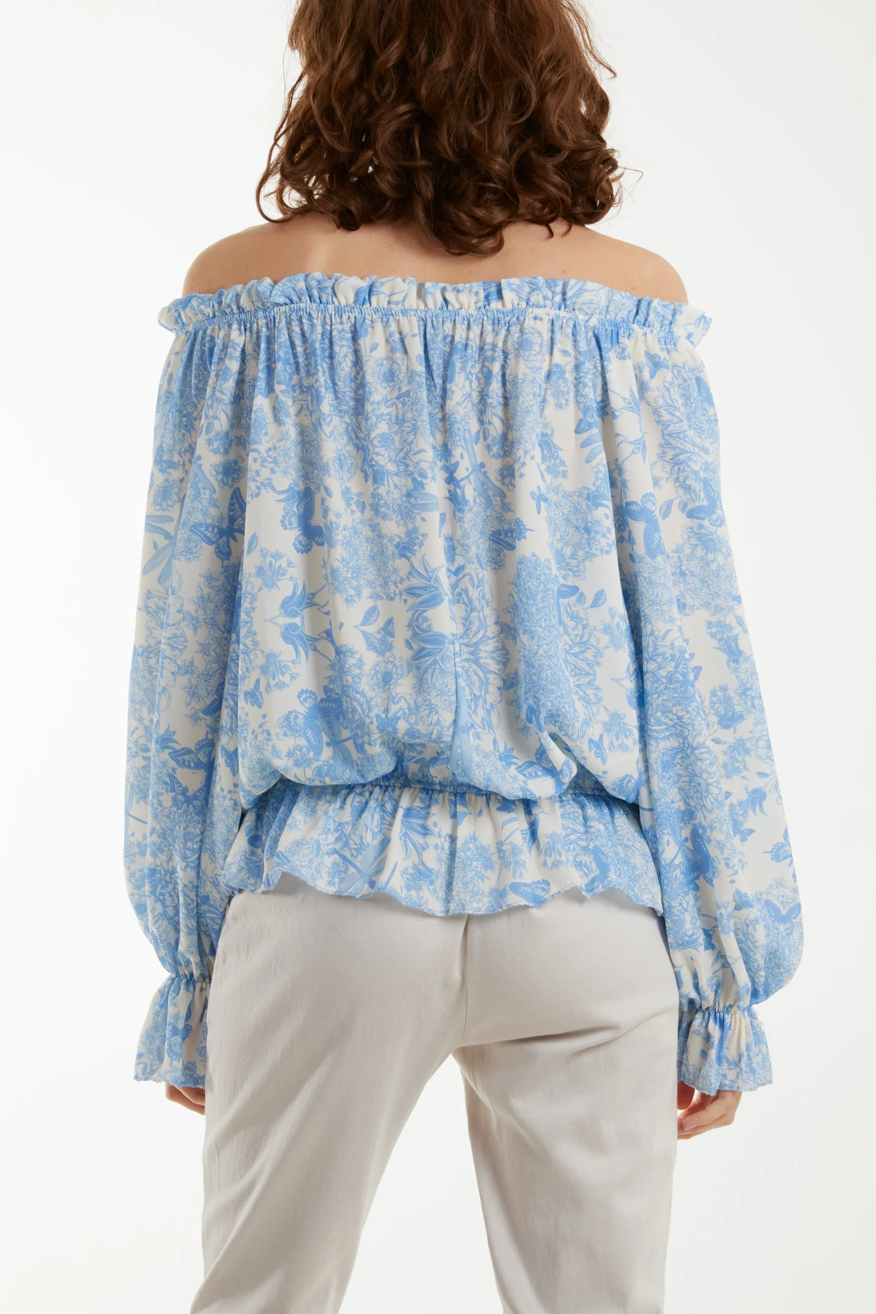 Floral Pattern Bardot Top