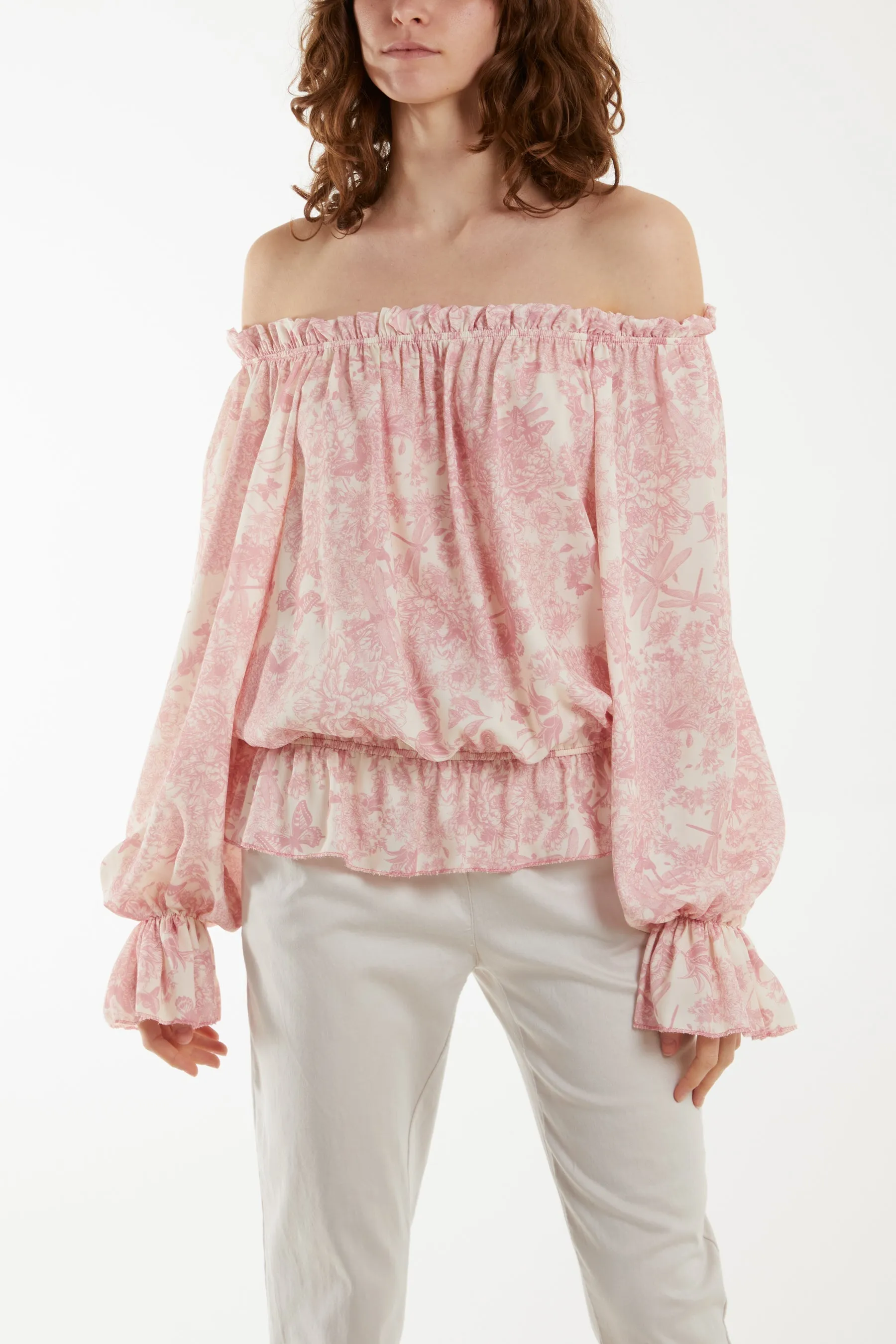 Floral Pattern Bardot Top
