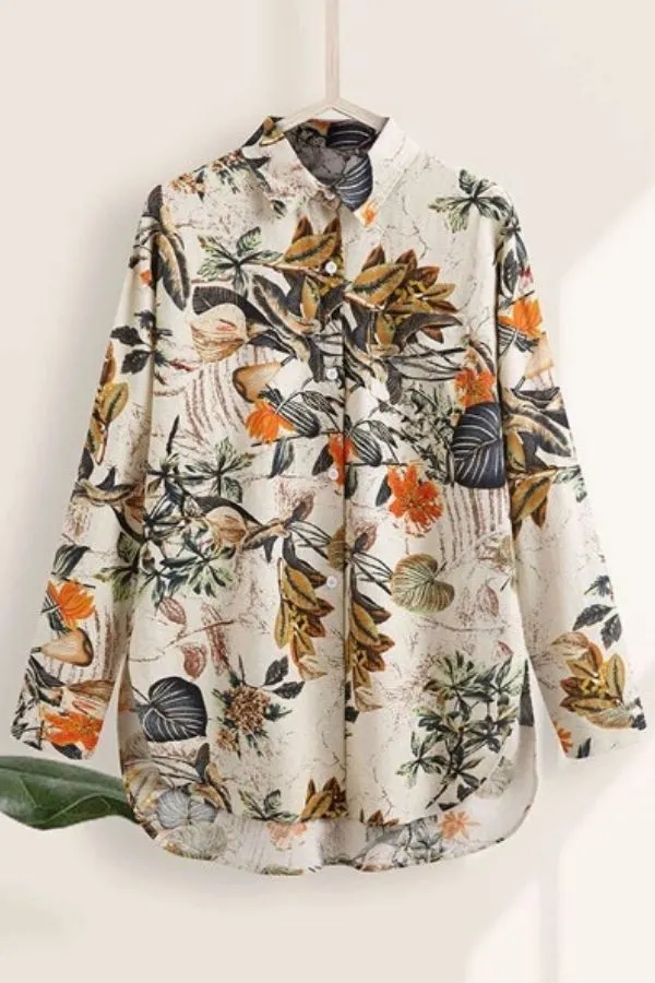 Floral Printing Long Sleeve Blouse