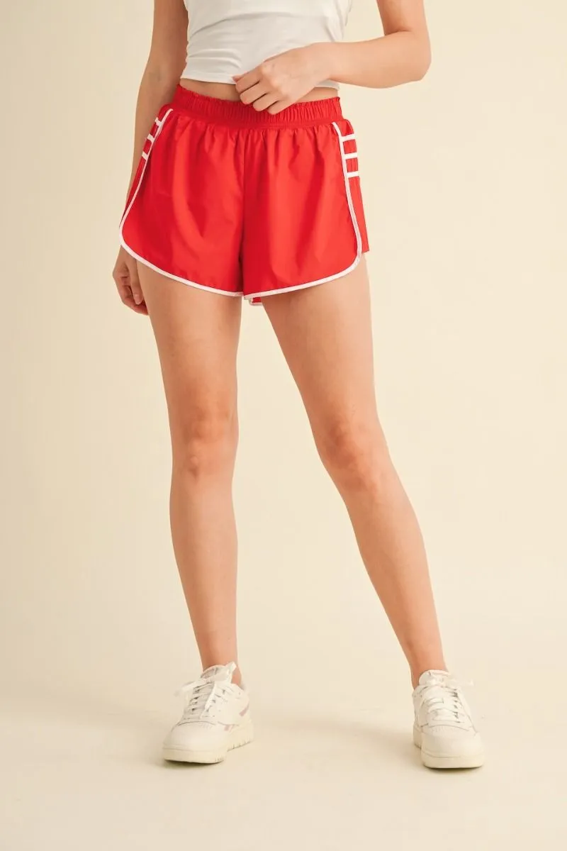 FLUTTER SIDE ATHLETIC SHORTS (RED)