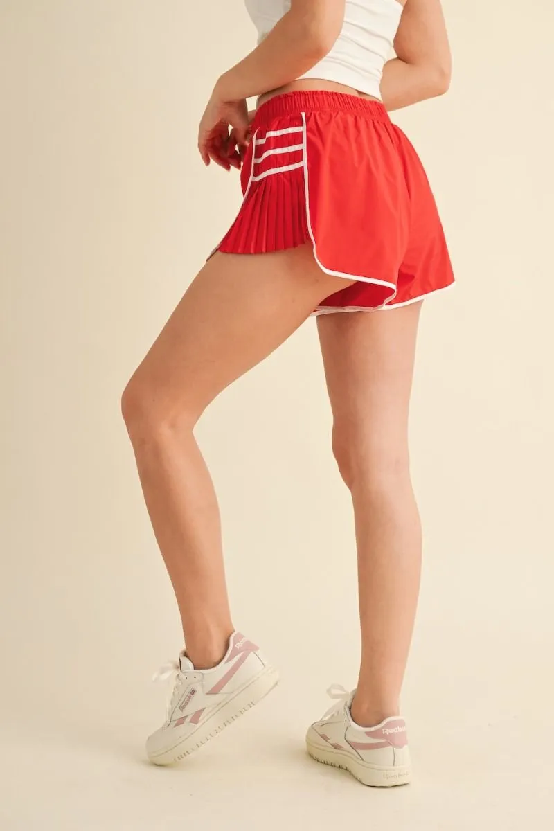 FLUTTER SIDE ATHLETIC SHORTS (RED)