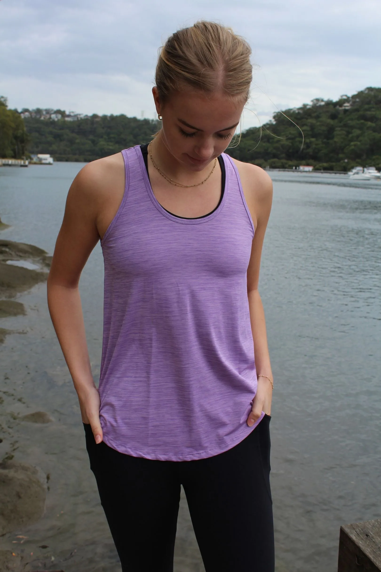 Fortune Wide Back Singlet - Lilac