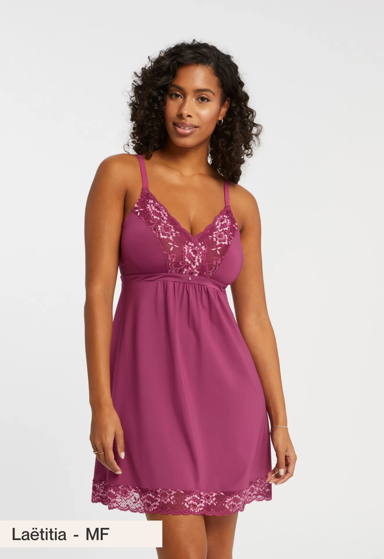 Full Bust Support Chemise - Cranberry