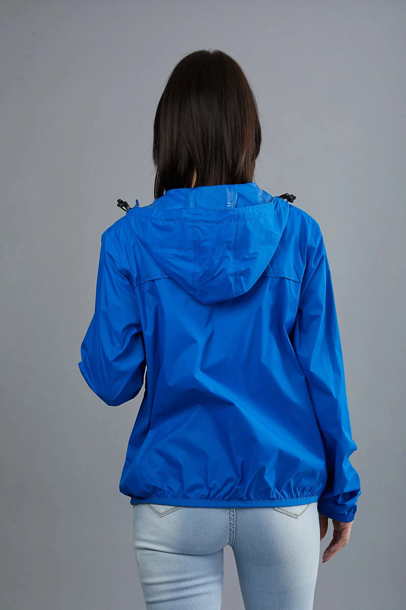 Full Zip Packable Rain Jacket and Windbreaker - Royal Blue