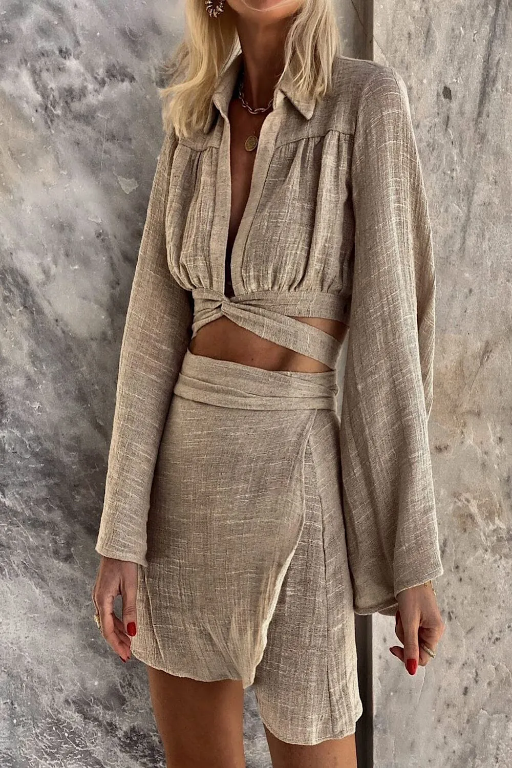 GAUZE COLLAR TOP