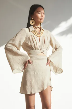 GAUZE COLLAR TOP