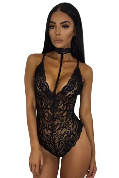 GiGi Sheer Lace Choker Neck Teddy