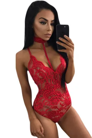 GiGi Sheer Lace Choker Neck Teddy