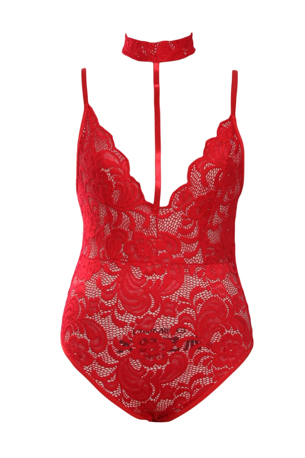 GiGi Sheer Lace Choker Neck Teddy