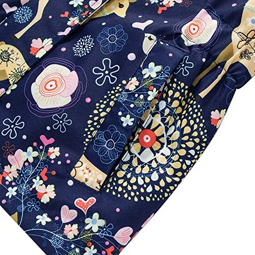 Girls Rain Jacket Kids Hooded Raincoat Windbreaker with Fleece Lining (2901, 8)